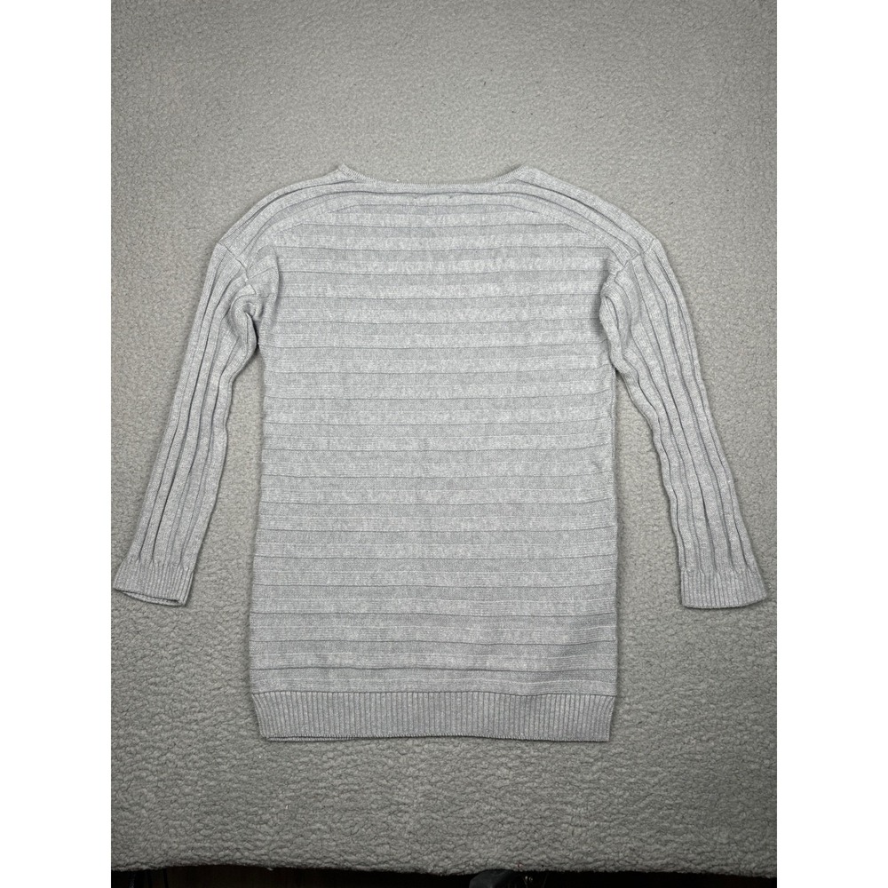 Barbour Knit Sweater Women Medium Gray Ribbed Cotton Pullover Lightweight Casual - Picture 7 of 17